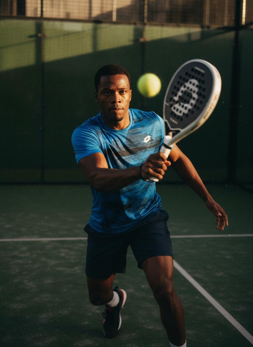 Padel player returning the ball